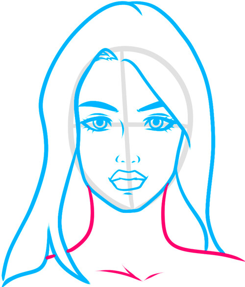 Как нарисовать лицо девушки 7