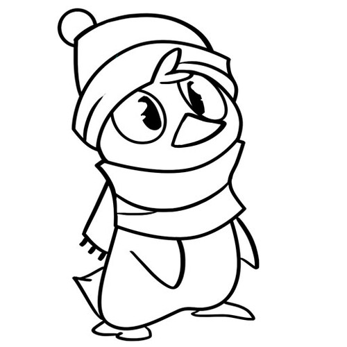 Раскраска новогодний пингвин