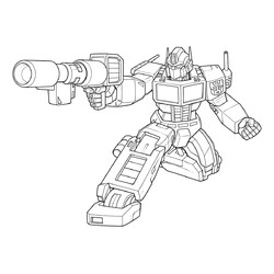Раскраска Оптимус Прайм с пушкой