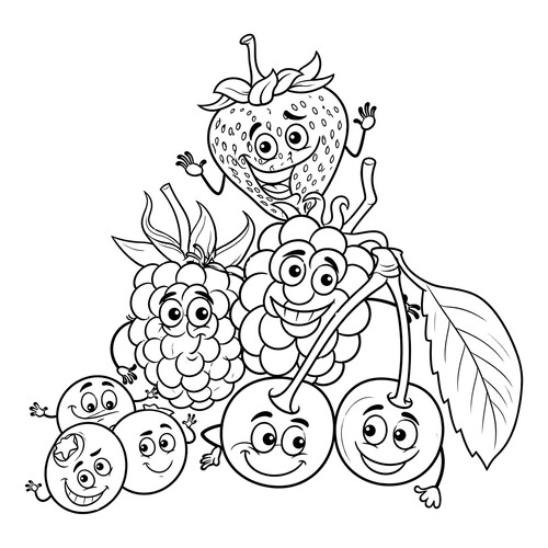 Раскраска Мультяшные ягоды