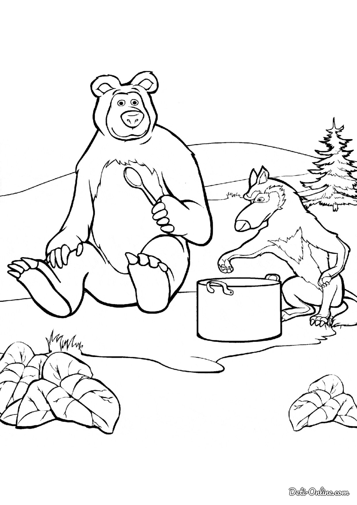 Раскраски Медведя из мультсериала Маша и медведь