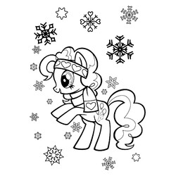Раскраска Пинки Пай и снежинки