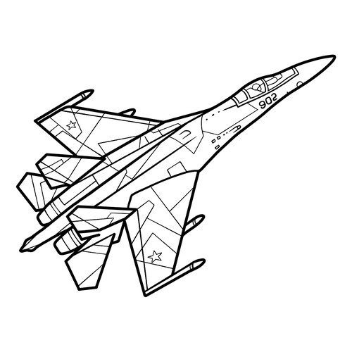 Раскраска Российский военный самолёт СУ-35
