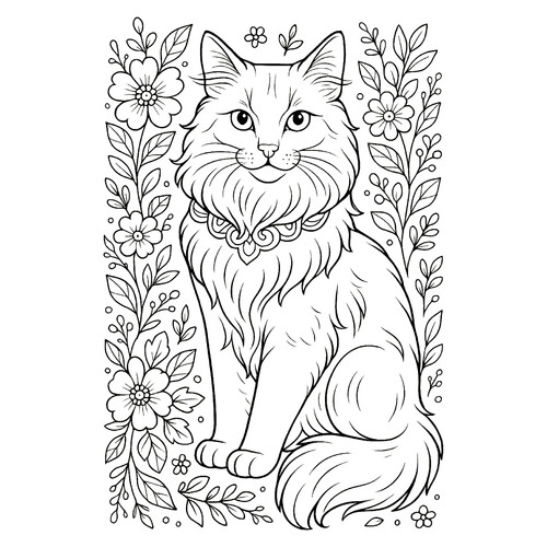 Раскраска Породистая кошка