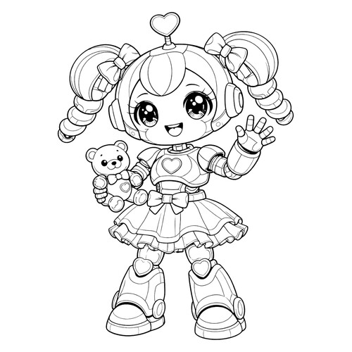 Раскраска Аниме девочка робот