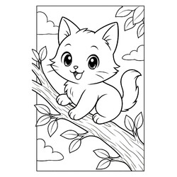 Кошка залезла на ветку