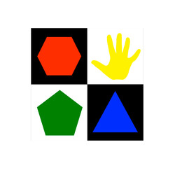 Контрастная карточка Шестиугольник, ладошка, пятиугольник
