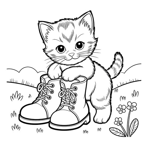 Раскраска Кот в башмаках