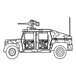 Раскраска Армейский джип с пулемётом