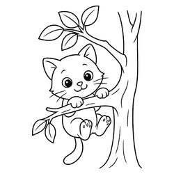 Котёнок повис на дереве