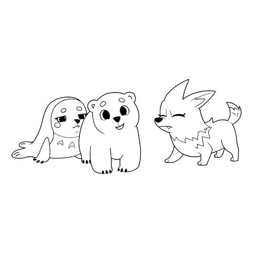 Раскраска Умка, Кора и Ильма