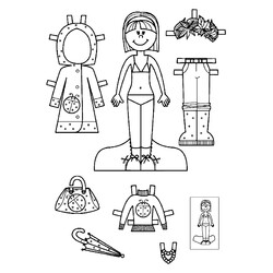 Бумажная кукла для малышей Маринетт с зонтиком