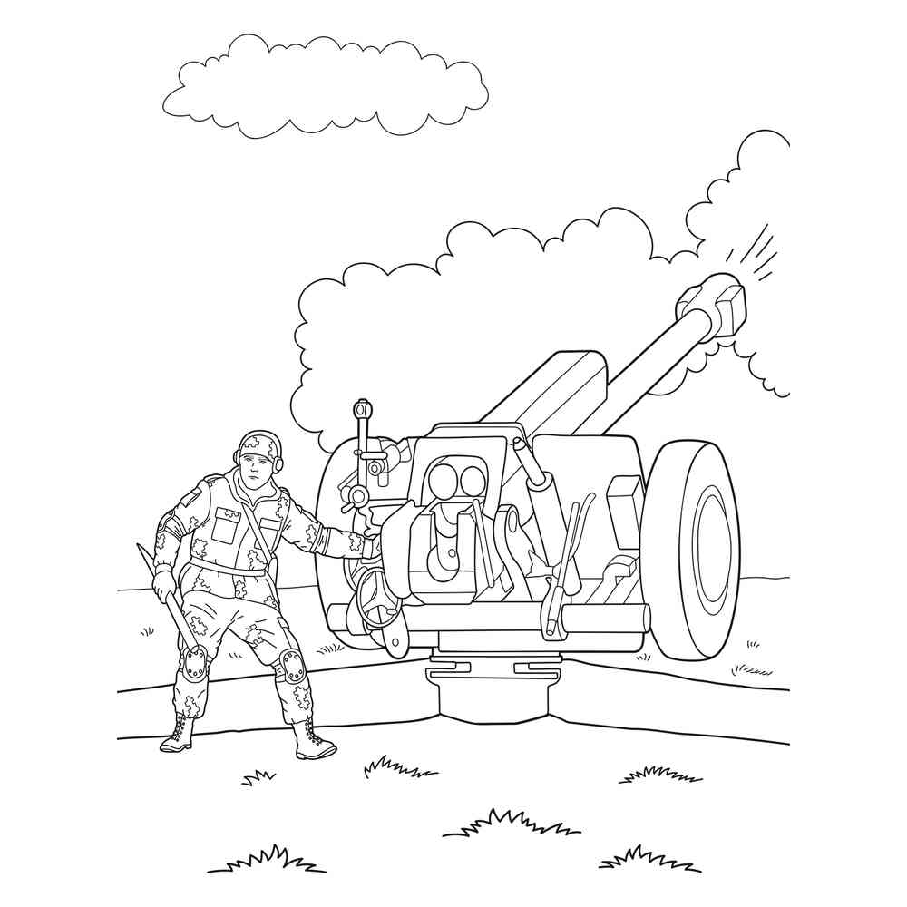 Раскраска Артиллерийская пушка | распечатать раскраски для детей
