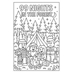 Раскраска Игроки 99 ночей в лесу