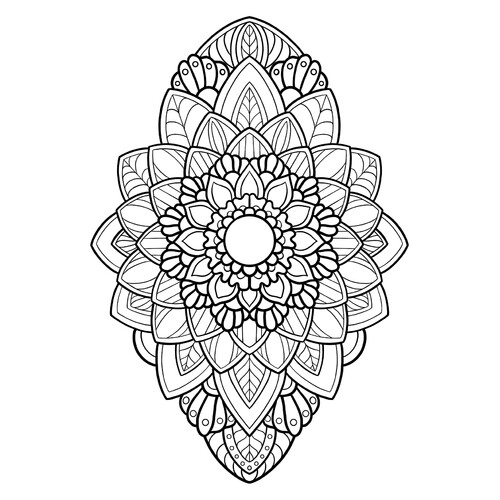 Раскраска Мандала с замысловатым цветком ромашки