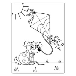 Раскраска Собака и воздушный змей