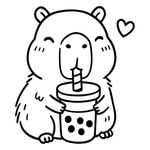 Раскраска Капибара с бабл-ти