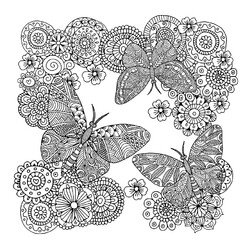 Раскраска Цветы и бабочки