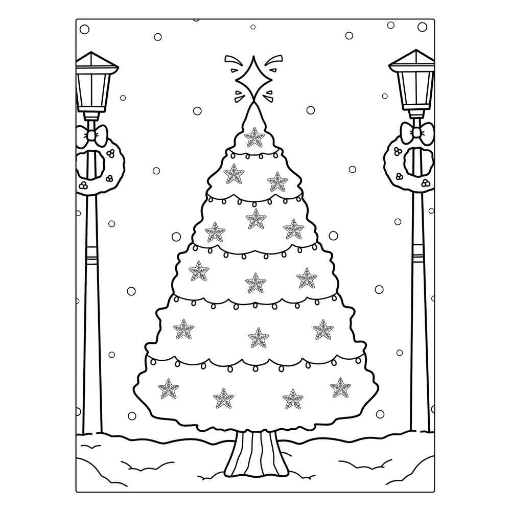 Раскраска Ёлочка на улице распечатать или скачать
