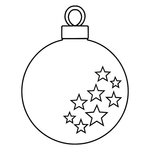 Раскраска Новогодний шар со звёздами в углу