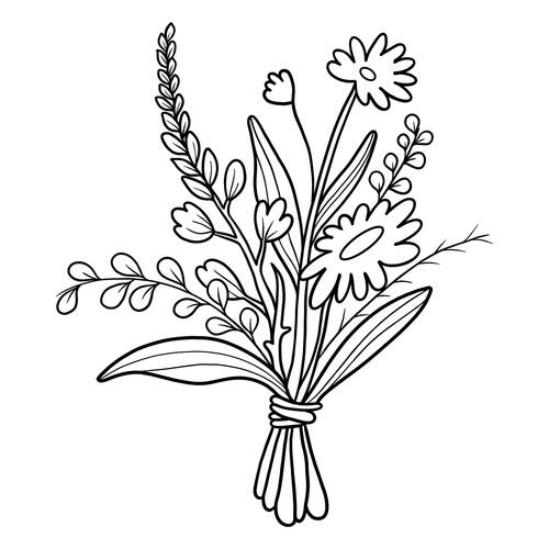 Раскраска Букет полевых цветов
