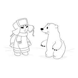 Раскраска Умка встретил Тайкэ