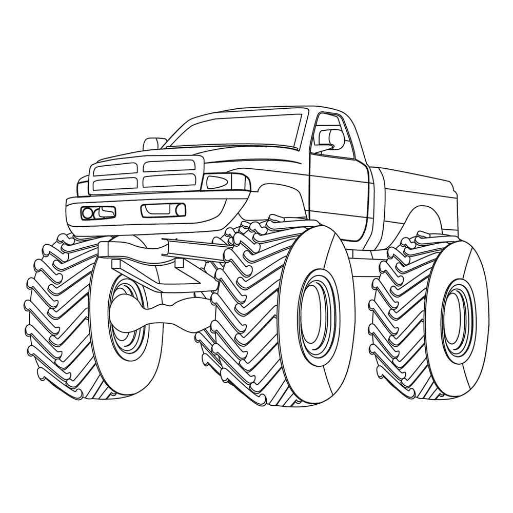 Раскраска Монстр Трак с большими колёсами | распечатать раскраски для детей