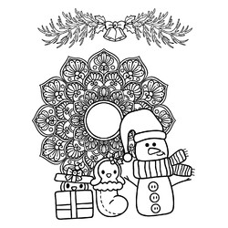 Раскраска Антистресс Снеговик и печенье