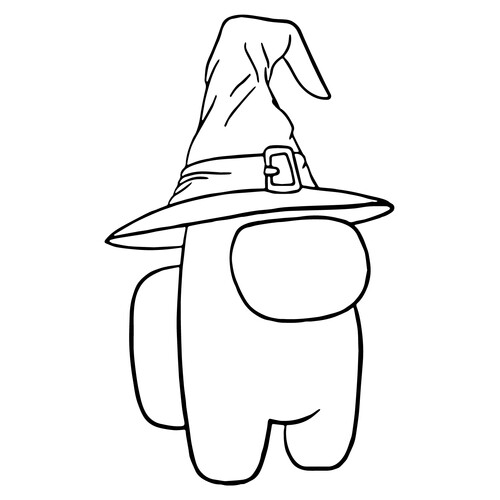 Раскраска Амонг Ас персонаж в шапке ведьмы