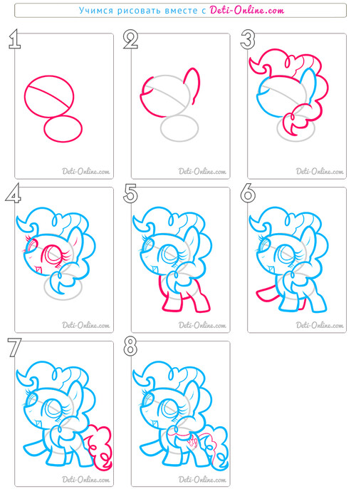 Как нарисовать пони Пинки Пай