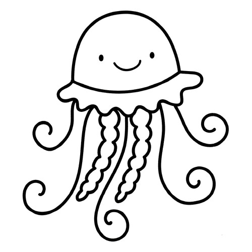 Раскраска Медуза с длинными щупальцами