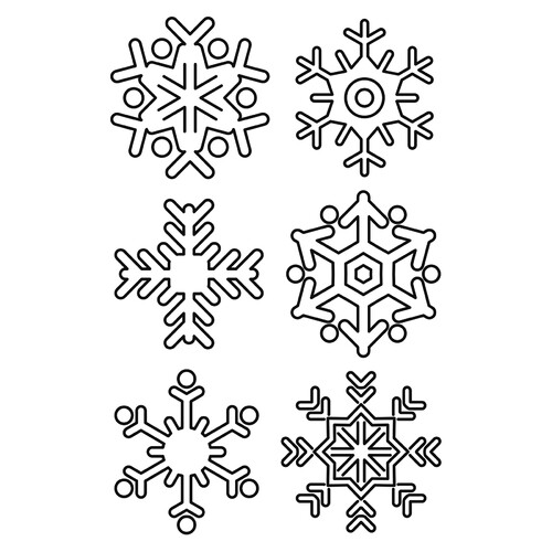 Раскраска Набор различных снежинок