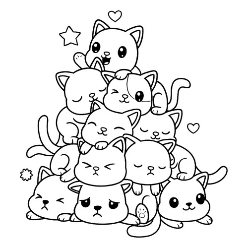 Раскраска Гора из котят