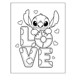 Раскраска Стич & love
