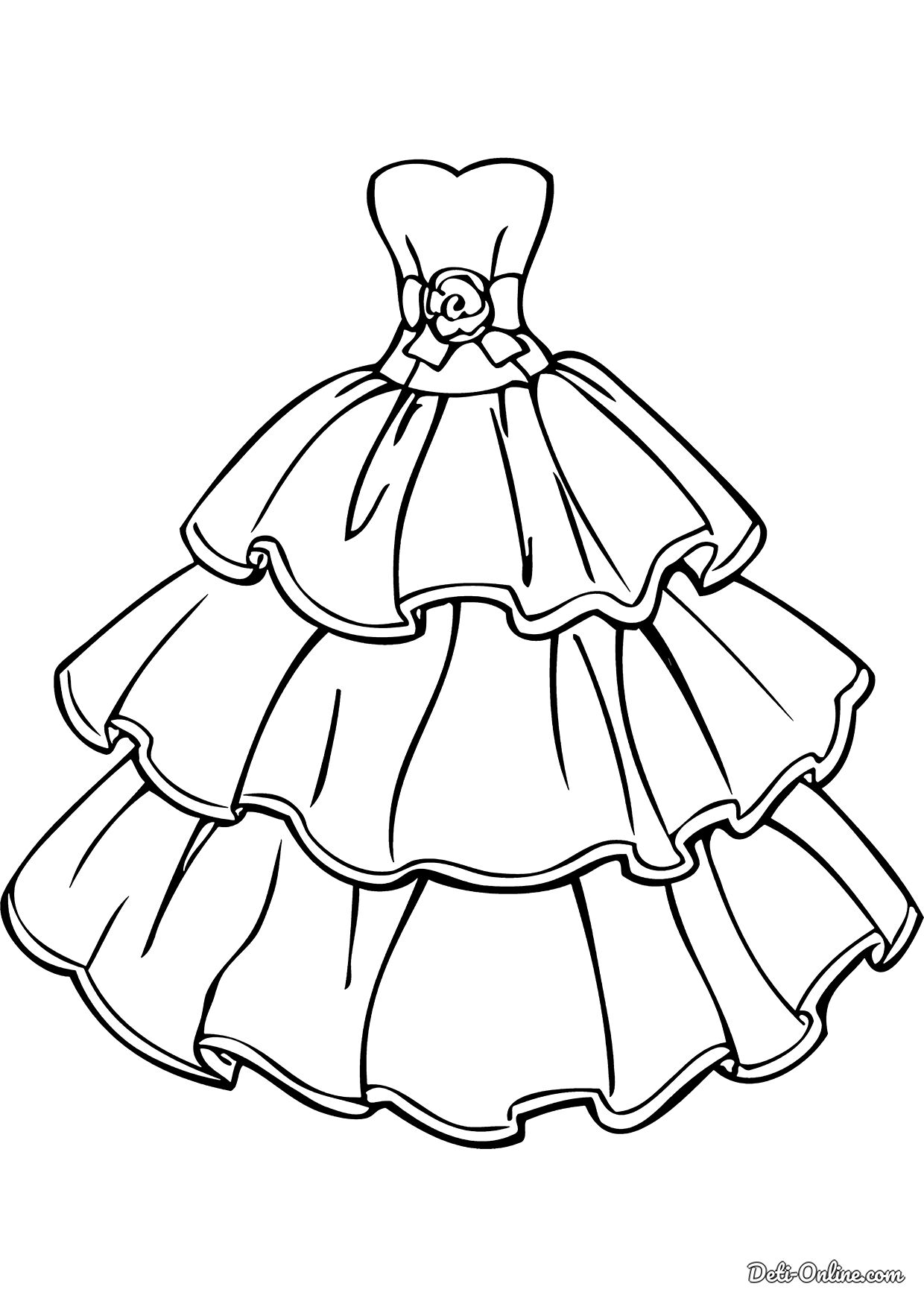 Раскраска платья принцессы с цветком на юбке генеративный ai