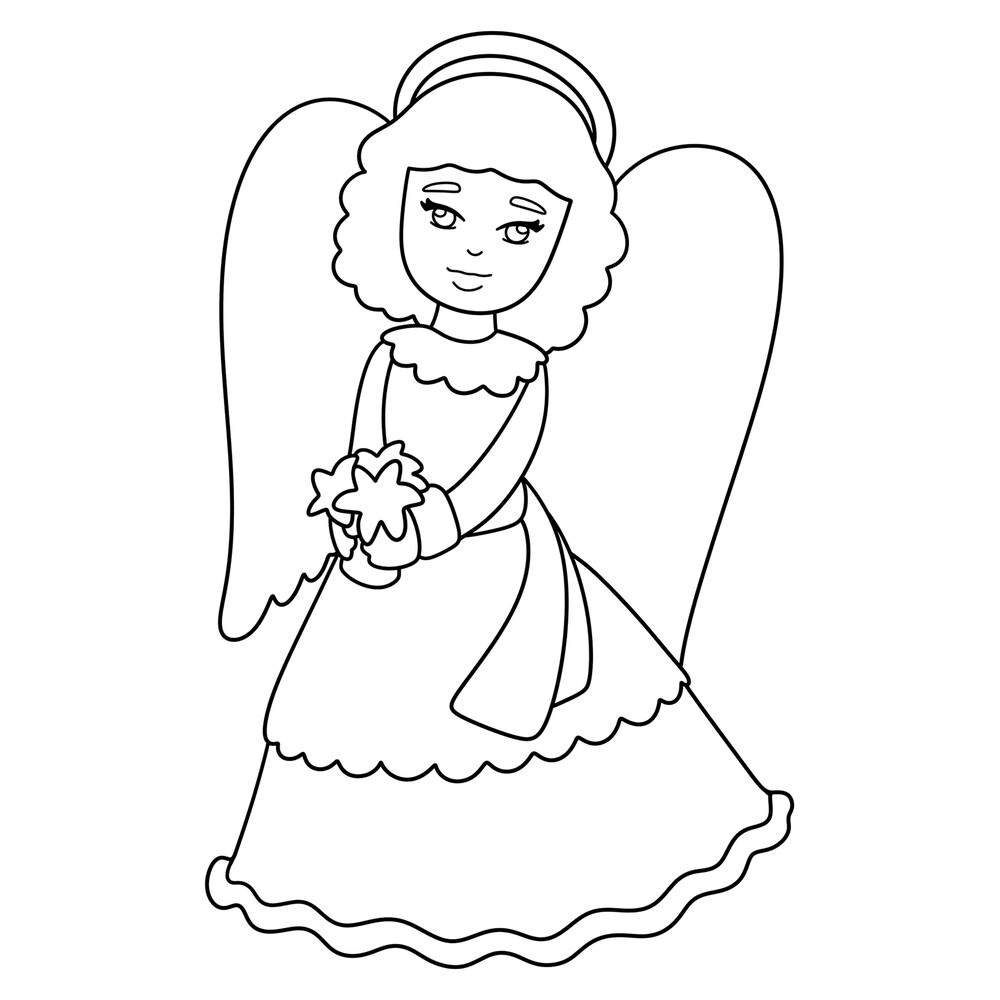Раскраска Юная девушка ангел распечатать или скачать