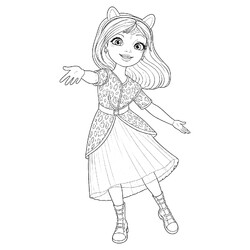 Раскраска Царевна Соня в костюме леопарда