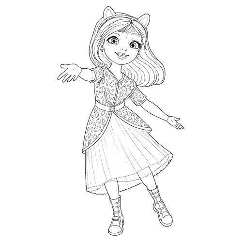 Раскраска Царевна Соня в костюме леопарда