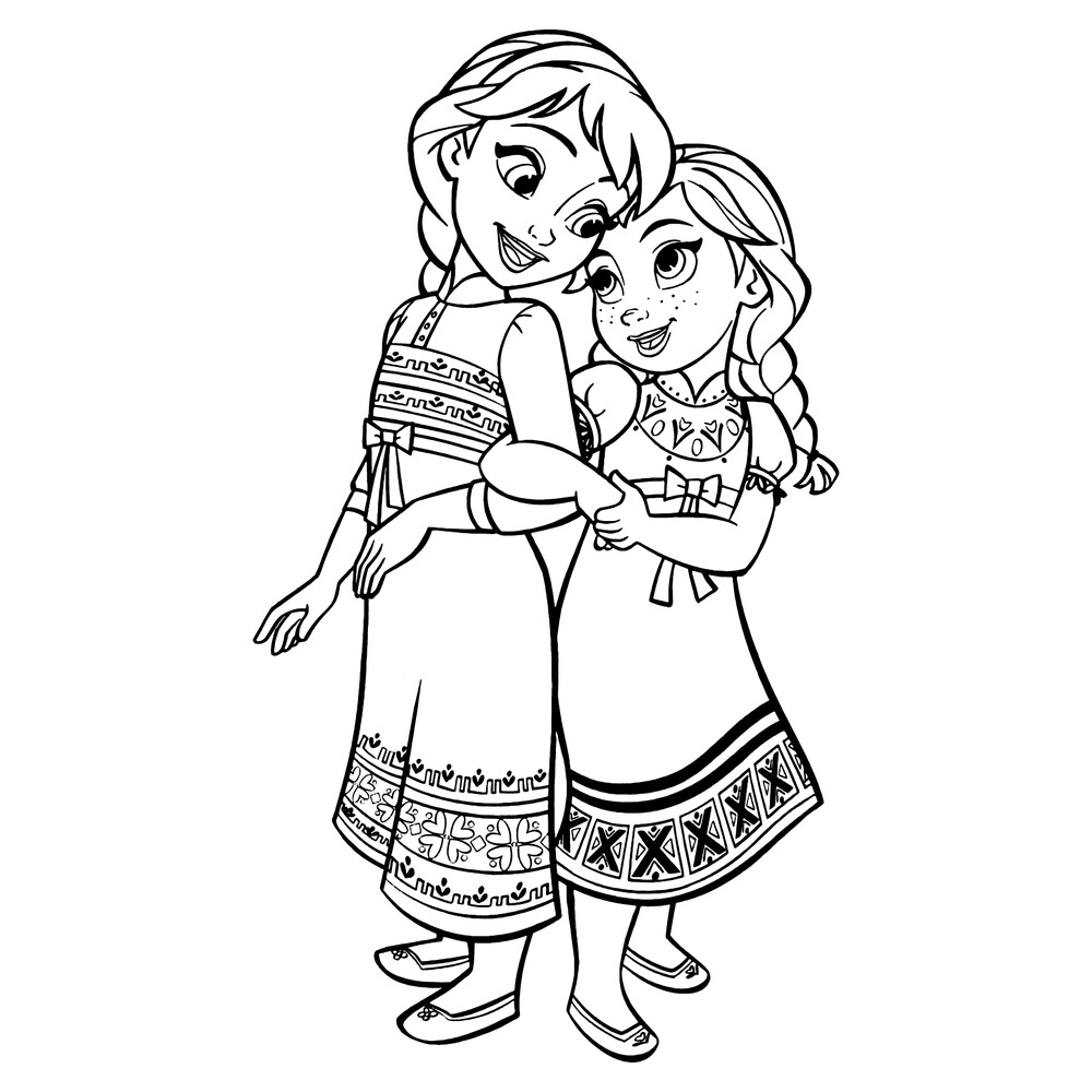 Эльза и Анна раскраски для девочек (Холодное сердце)