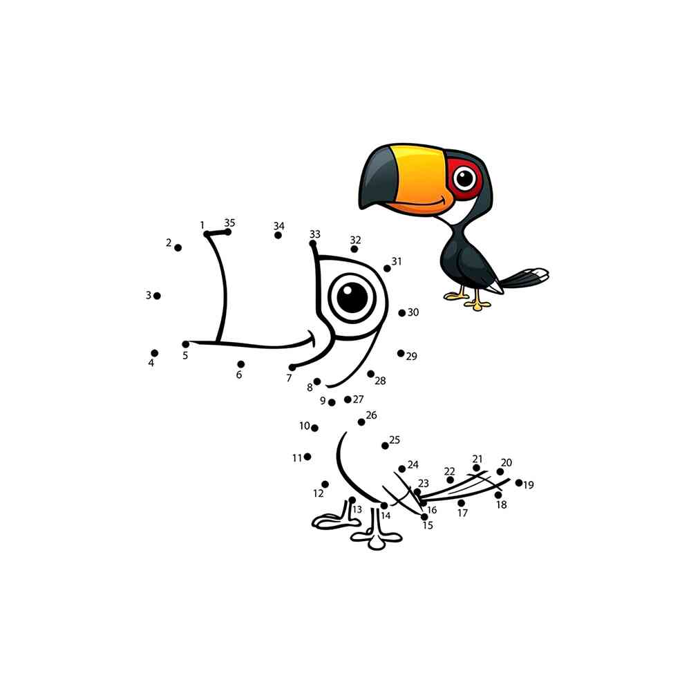 Раскраска по цифрам «Тукан» | распечатать