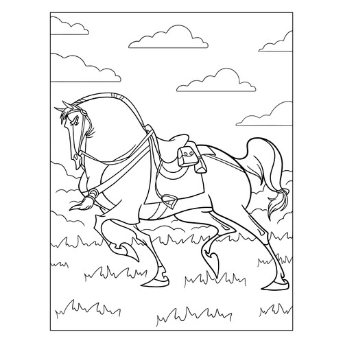 Раскраска Лошадь Мулан