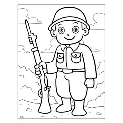 Раскраска Простой солдат с ружьём