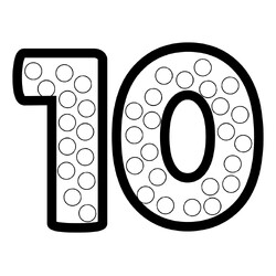 Раскраска Число 10 с точками