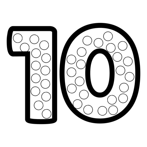 Раскраска Число 10 с точками