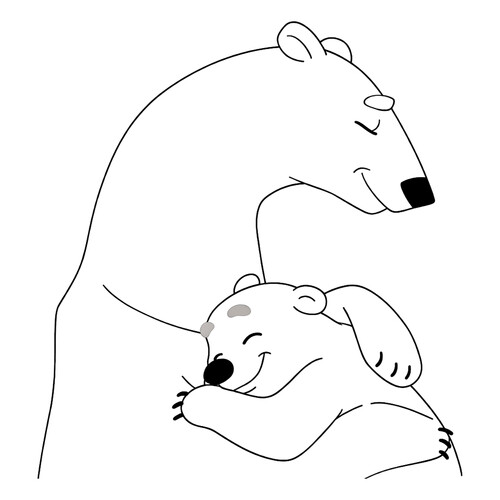 Раскраска Умка обнимает маму