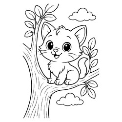 Кот залез на дерево