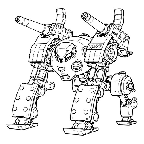 Раскраска Робот с большими пушками