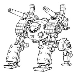Раскраска Робот с большими пушками