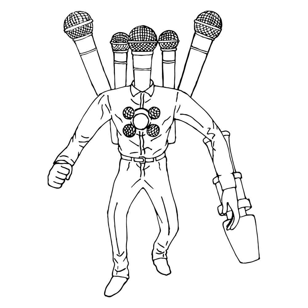Раскраска Микрофон Мен Титан распечатать или скачать
