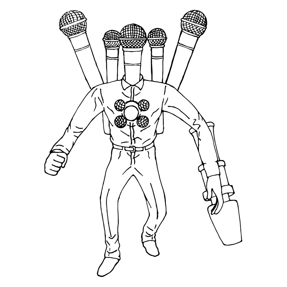 Раскраска Микрофон Мен Титан распечатать или скачать